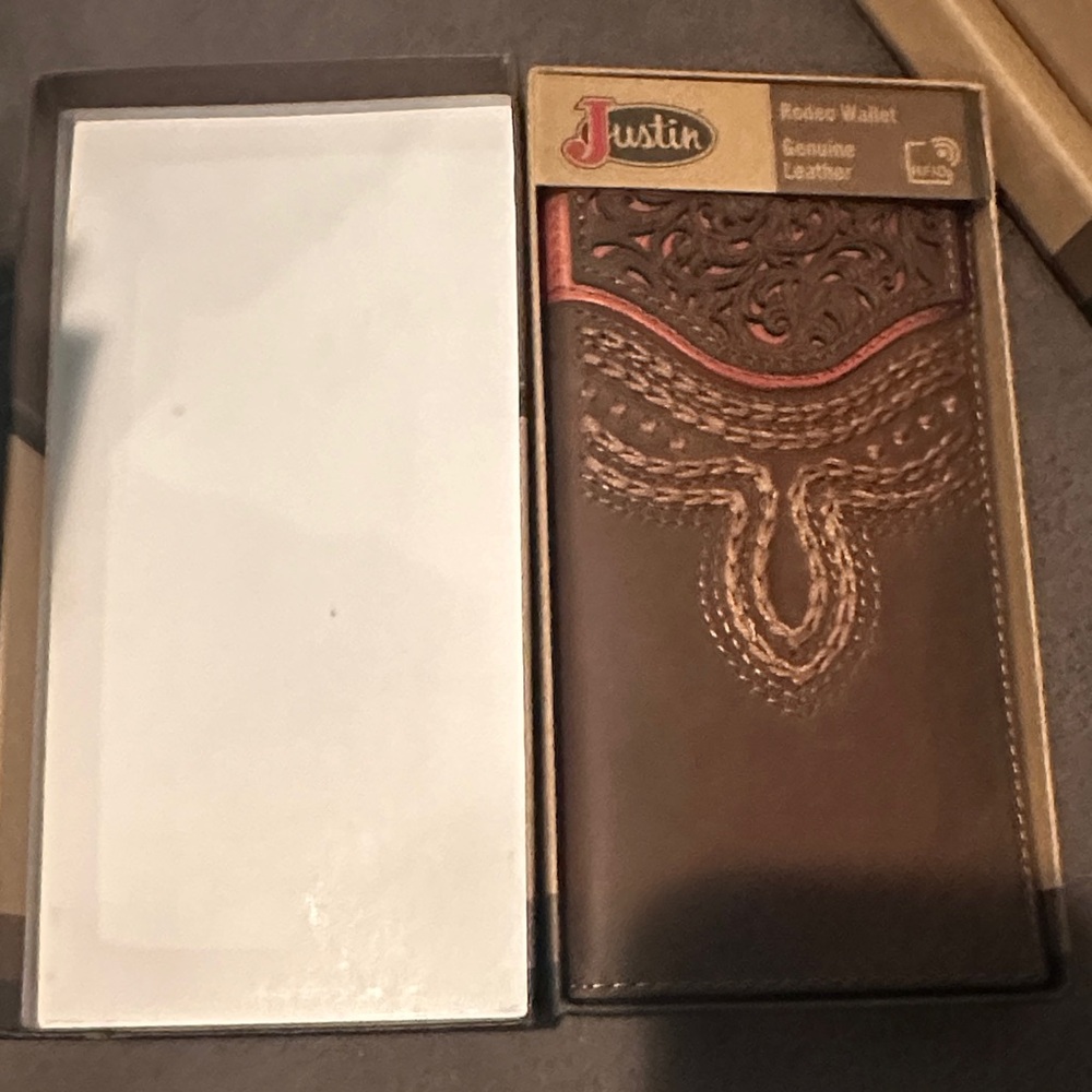 Justin Black and Brown Leather Rodeo Wallet